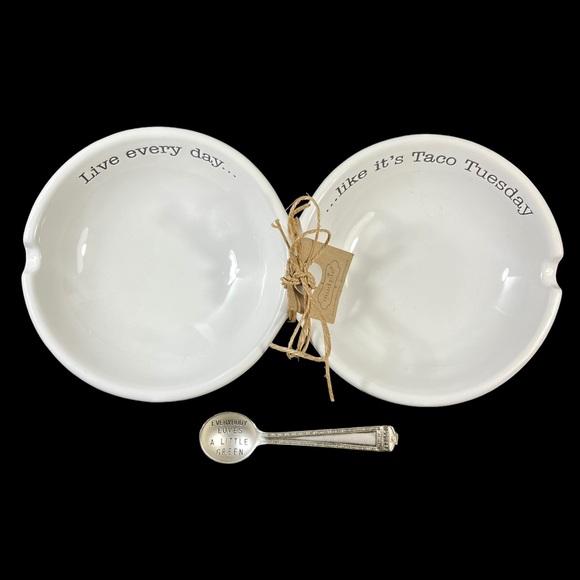 MUD PIE Double Salsa Server Set “Live Every Day…like it’s Taco Tuesday” NWT - Picture 2 of 9